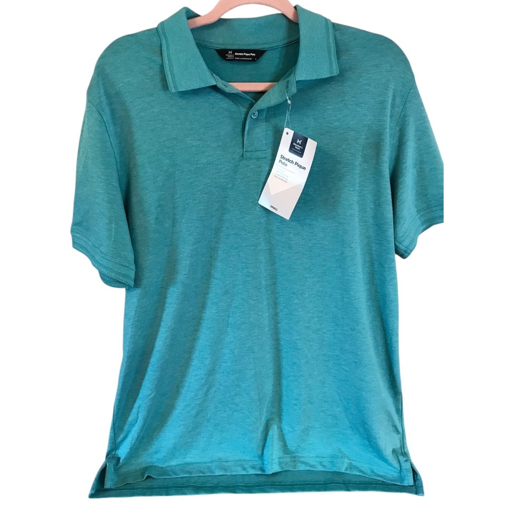 Men's Teal Classic Fit Stretch Cotton Pique Polo Size Small Member's Mark - Picture 1 of 4